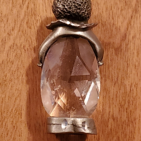 VINTAGE PEWTER FIGURINE/STATUE Clown W/ Crystal For Torso - Picture 2 of 3